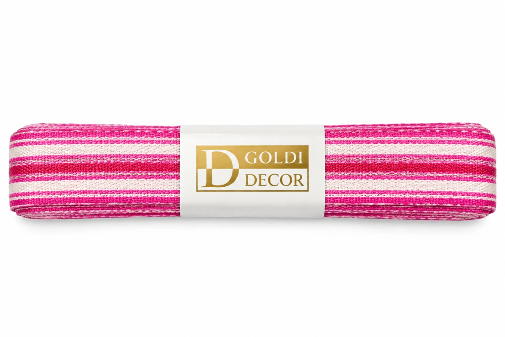 Stuha pruhovaná Color Stripes PINK růžová 15mm x 2m (5,- Kč/m)