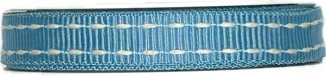 Stuha rypsová BUSTER Blue Stitch prošívaná modrá 15mm x 2m (10,-Kč/m)