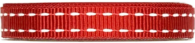 Stuha rypsová BUSTER Red Stitch prošívaná červená 15mm x 2m (10,-Kč/m)