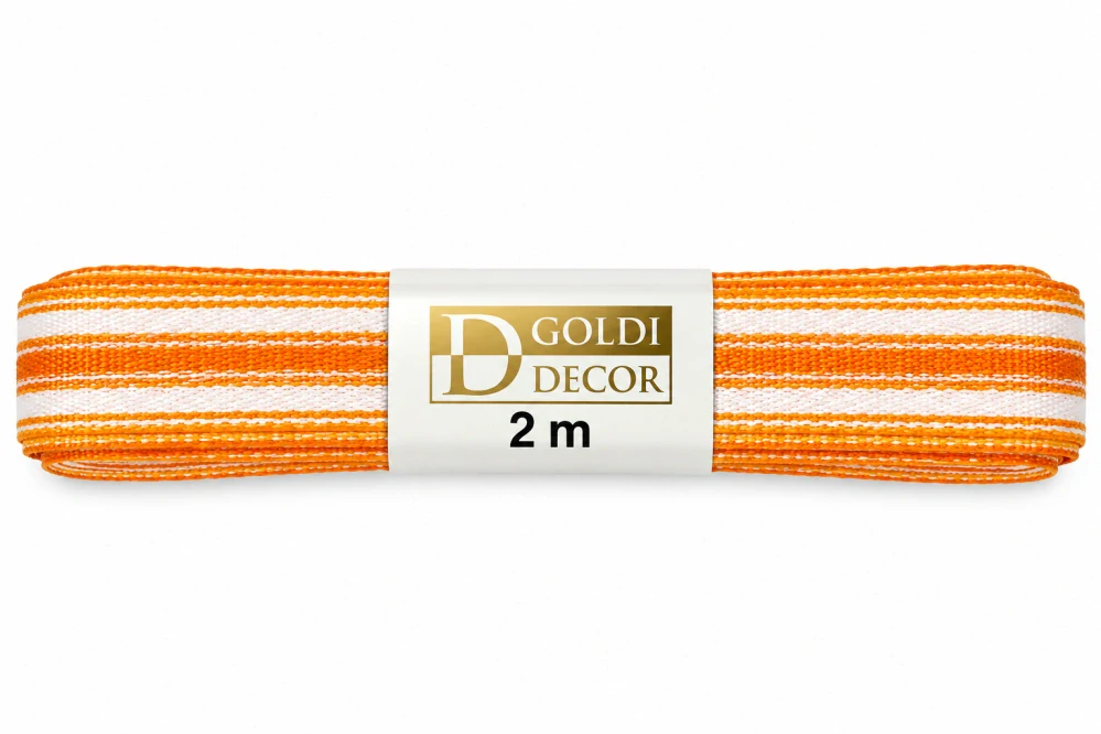 Stuha pruhovaná Color Stripes ORANGE oranžová 15mm x 2m (5,- Kč/m)