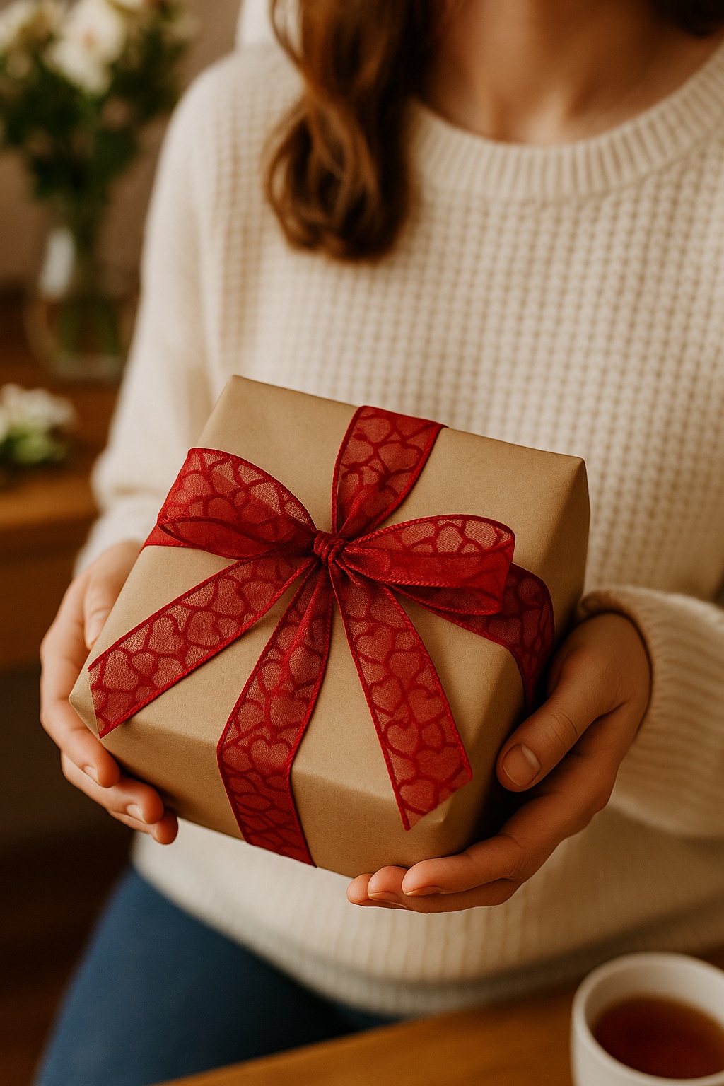 Organza stuha Heart Whisper Red – červená 25mm x 2m