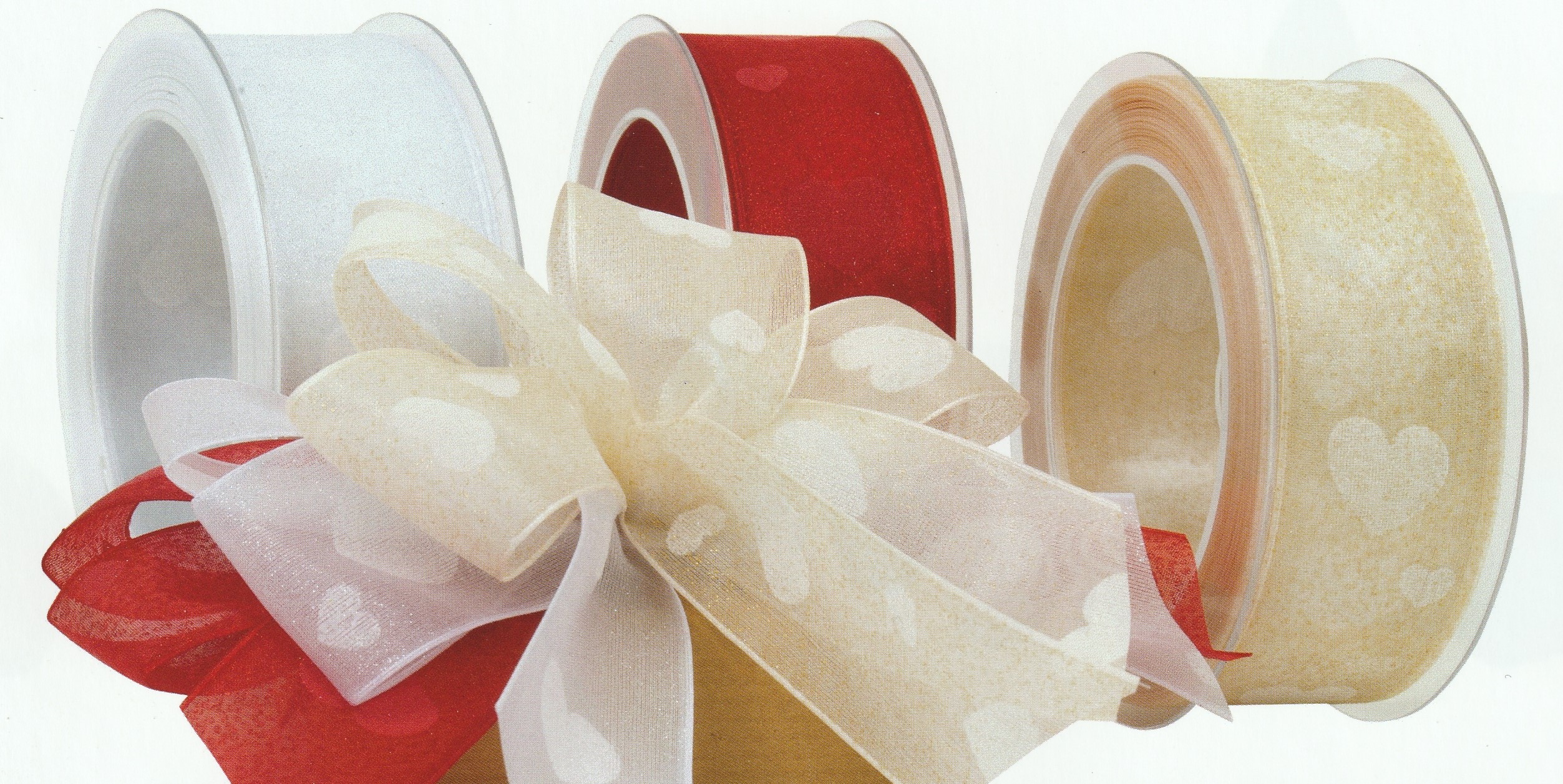 Organza stuha Sweet Emotion White – bílá 40mm x 2m