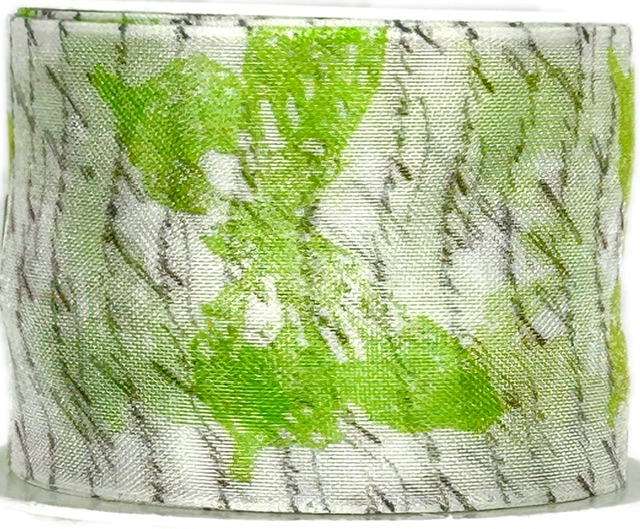Stuha organzová Garden Poem – Pea Green hráškově zelená 40mm x 2m (16,- Kč/m)
