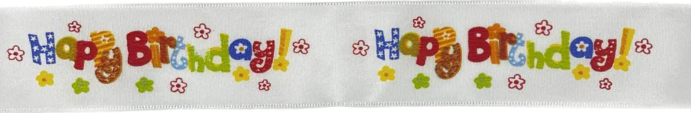 Stuha narozeninová BIRTHDAY SURPRISE bílá 40mm x 2m (13,-Kč/m)