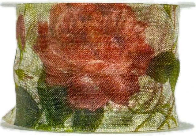 Stuha organzová MAGIC GARDEN DARK 40mm x 2m (15,-Kč/m)