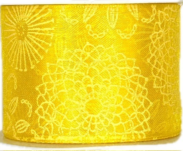 Stuha taftová LOLA YELLOW žlutá 40mm x 2m (14,-Kč/m)