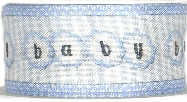 Stuha taftová HELLO BABY modrá 25mm x 2 m