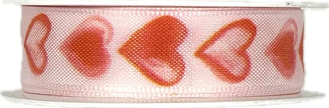 Taftová stuha AKVAREL HEARTS – bílá 15mm x 2m