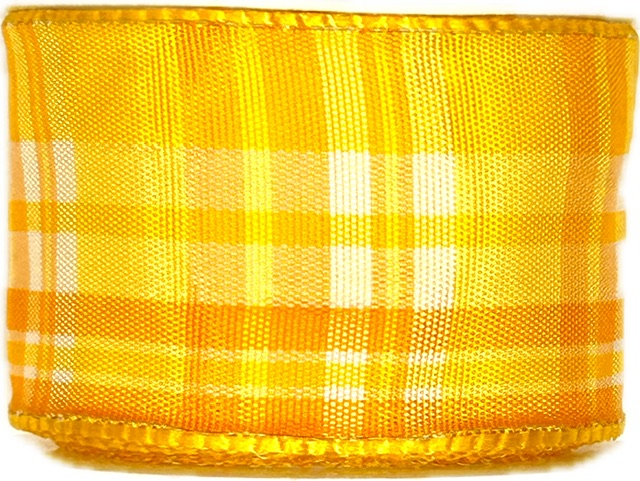 Saténová stuha CARACAS KARO sytě žlutá 40mm x 2m