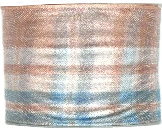 Taftová stuha PRESTIGE KARO světle modrá průsvitná 40mm x 2m