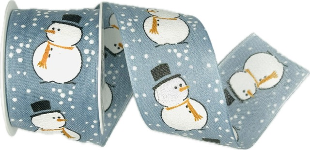 Stuha vánoční SNOWMAN pastelově modrá 40mm x 2m (14,-Kč/m)