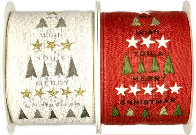 Stuha vánoční MERRY CHRISTMAS WHITE bílá 40mm x 2m (15,-Kč/m)