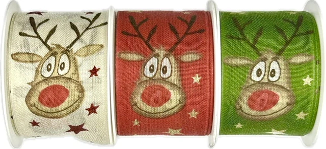 Stuha vánoční RED NOSE RUDI RED červená 40mm x 2m (13,-Kč/m)