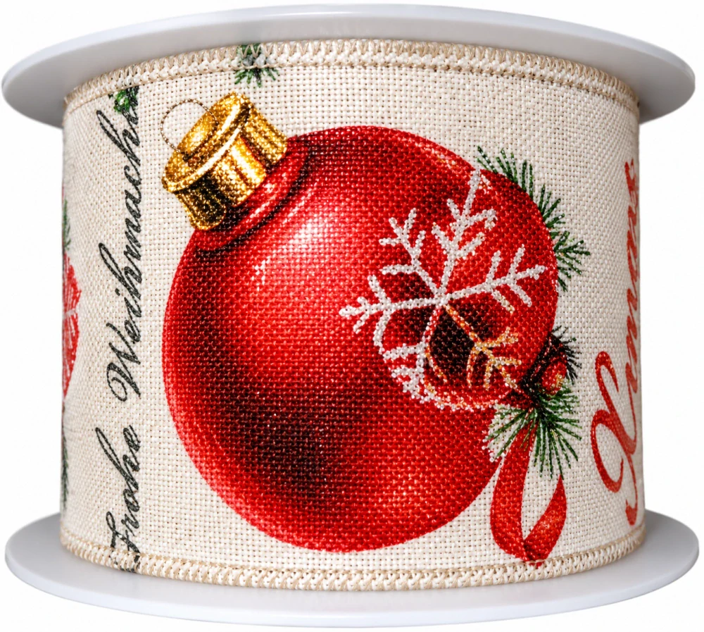 Stuha vánoční CHRISTMAS DECORATION RED červená 40mm x 2m (15,-Kč/m)