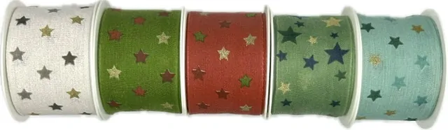 Stuha vánoční bavlněná LIGHT SPOTS zelená 40mm x 2m (13,-Kč/m) 