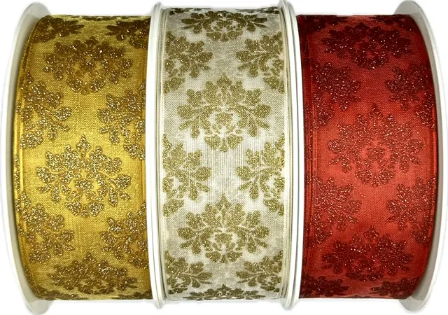 Vánoční stuha organzová ROYAL NIGHT CREME 40mm x 20m (9,90Kč/m)