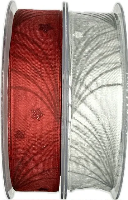 Stuha organzová CHRISTMASS CURTAIN bílá 25mm x 20m ( 7,- Kč/m)