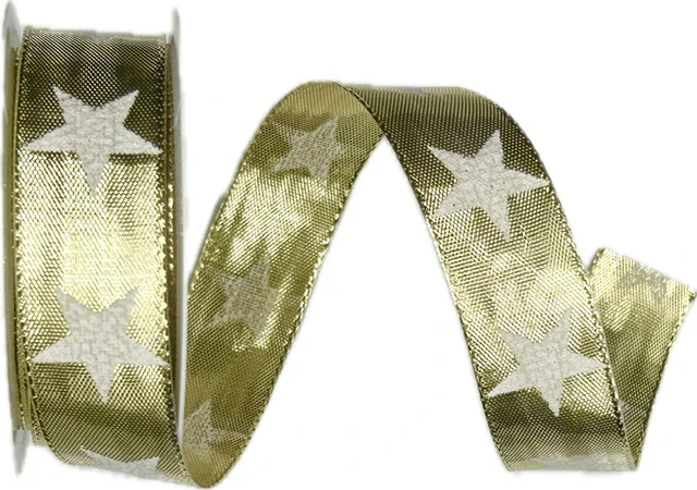 Stuha vánoční ADVENT STAR GOLD zlatá 25mm x 3m (8,- Kč/m)