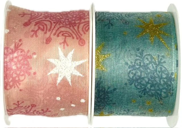 Stuha vánoční organzová SOUTH STAR PINK růžová 40mm x 2m (15,-Kč/m)