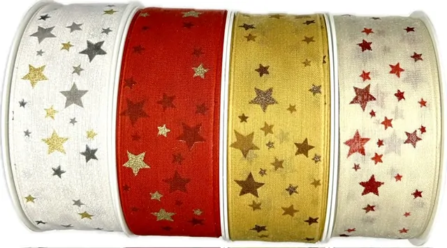 Stuha vánoční CELESTIAL RED  40mm x 20m ( 8,-Kč/m)