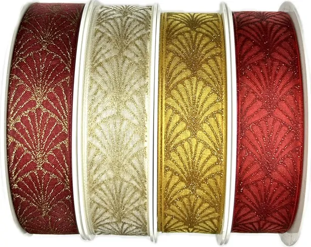 Stuha vánoční organzová GLAMOUR FESTIVAL GOLD 25mm x 2m (13,-Kč/m)