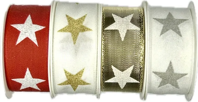 Stuha vánoční ADVENT STAR SILVER stříbrná matná 25mm x 3m (8,- Kč/m)