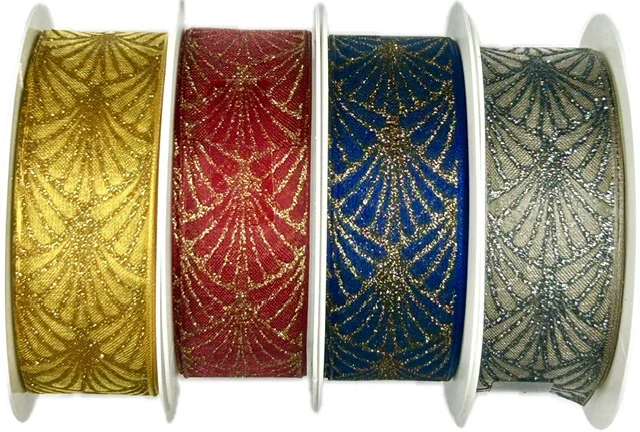 Stuha vánoční organzová GLAMOUR FESTIVAL GRANIT 25mm x 2m (13,-Kč/m)