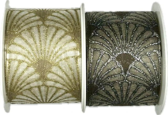 Stuha vánoční organzová GLAMOUR FESTIVAL GOLD 40 mm x 2m (14,50,-Kč/m)