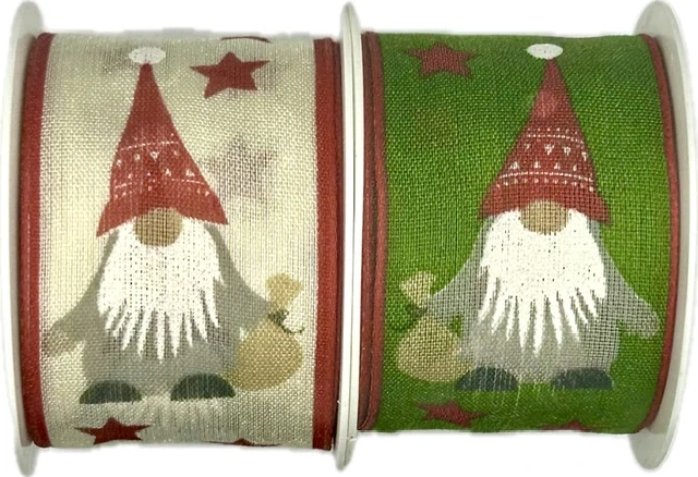 Stuha vánoční bavlněná CHRISTMAS ELF GREEN zelená 40mm x 2m (12,50Kč/m)