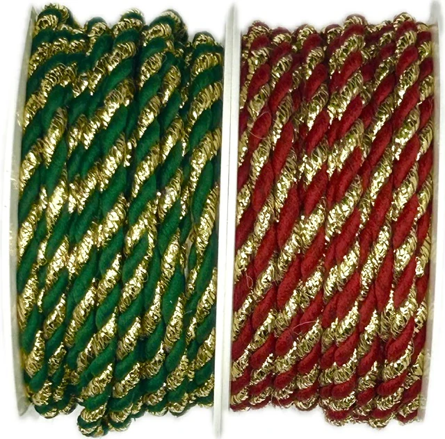 Provázek dekorační TwistCord Forest Gold  zeleno - zlatý 3mm x 3m (5,- Kč/m)