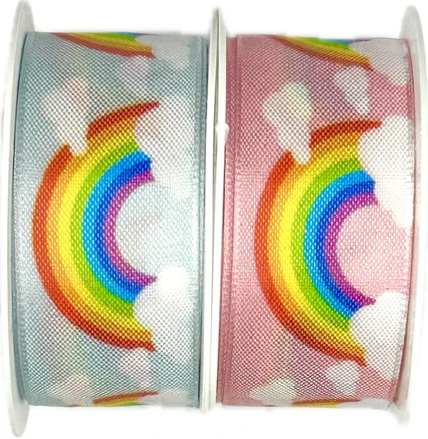 Stuha dětská RAINBOW PINK 25mm x 2m (11,- Kč/m)