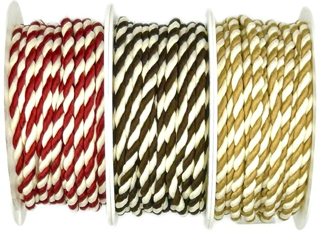 Chocolate Cream Twist – Saténový kroucený dekorační provázek  hnědo-krémový 3mm x 3 m (5,-Kč/m)