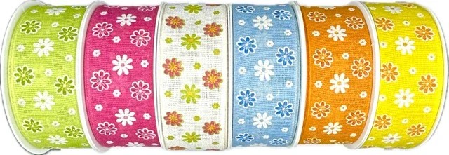 Stuha látková jarní  FIORI DI PRIMAVERA zelená A 40mm x 20m (8,-Kč/m)