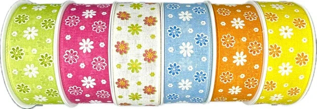 Stuha látková jarní FIORI DI PRIMAVERA pastelově modrá 40mm x 20m (8,-Kč/m)