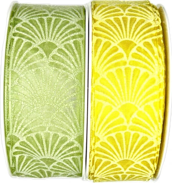 Stuha taftová ART DÉCO žlutá transparentní A 40mm x 20m A (8,-Kč/m)