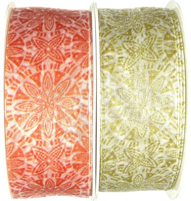 Stuha taftová MANDALA CREAM transparentní A 40mm x 20m (8,-Kč/m)