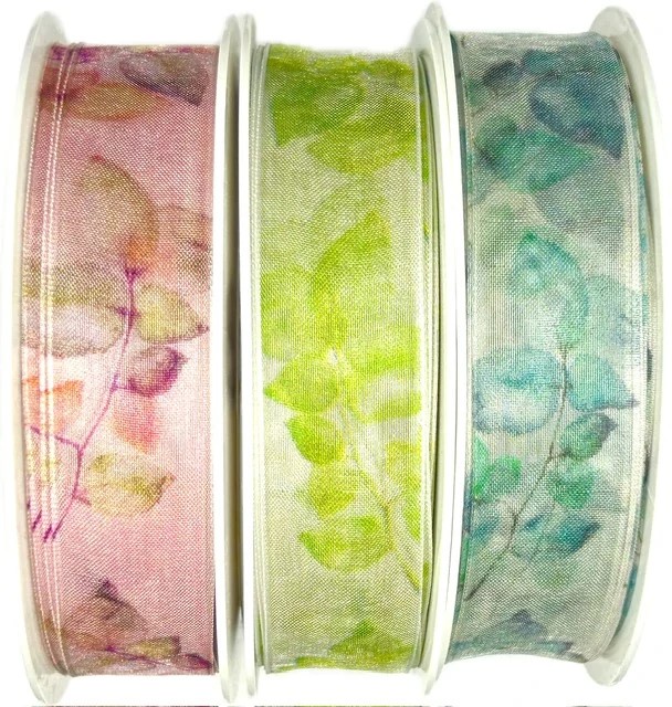 Stuha taftová DREAM GARDEN zelená transparentní A 25mm x 20m (7,-Kč/m) 