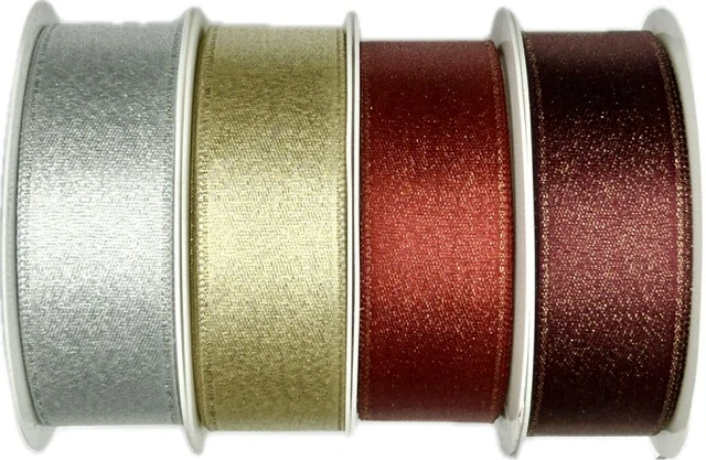 Stuha saténová STARDUST RED červená 25mm x 2m (12,-Kč/m)