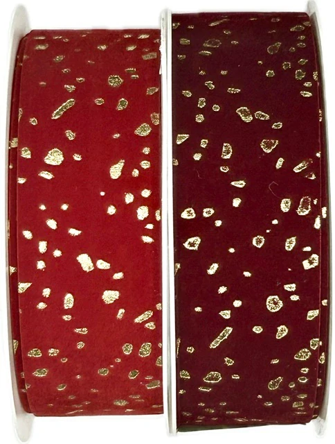 Stuha vánoční sametová VELUTTO STARDUST BURGUNDY bordó 25mm x 3m (12,-Kč/m)