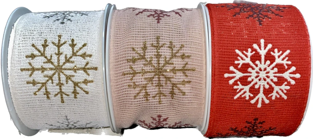 Vánoční bavlněná stuha SNOW ELEGANCE PINK 40mm x 2m (15,-Kč/m)