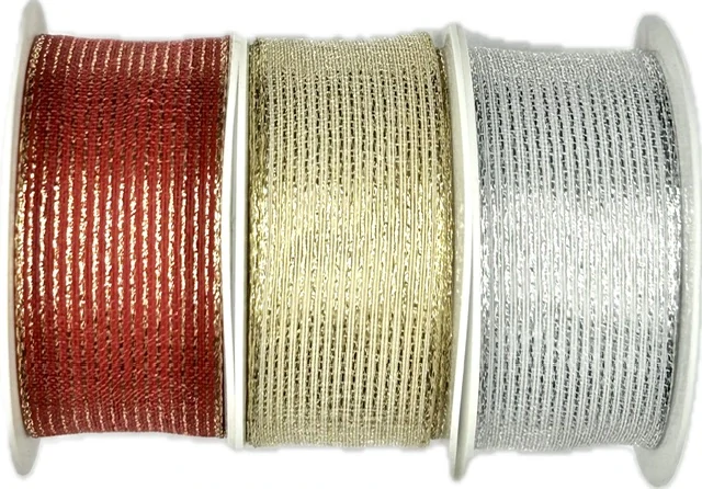 Organzová stuha ORGANDY LINES RED červená 25mm x 2m (13,-Kč/m)