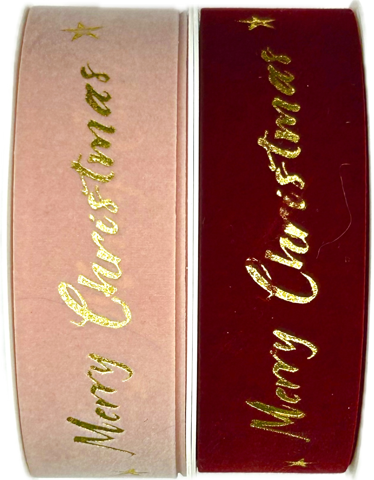 Stuha vánoční sametová VELUTTO MERRY CHRISTMAS RED červená 25mm x 3m (10,-Kč/m)