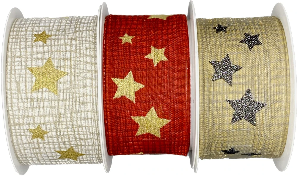 Vánoční bavlněná stuha HEAVEN HARMONY NATUR 40mm x 2m (14,-Kč/m)