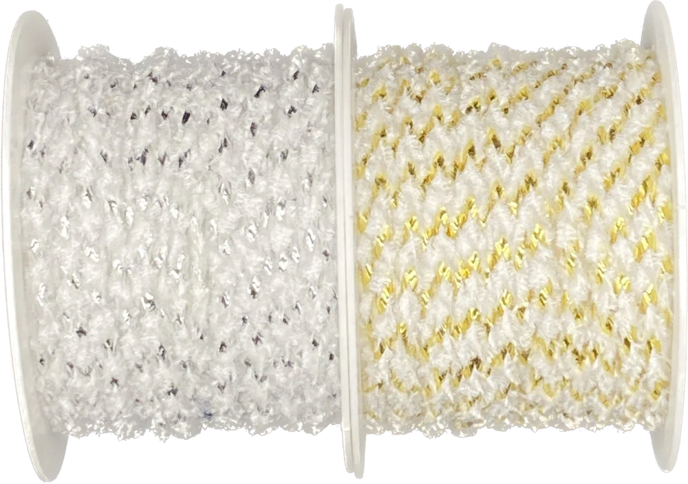 Provázek kroucený KORDEL bílý stříbrná nit 3mm x 3m (5,- Kč/m)