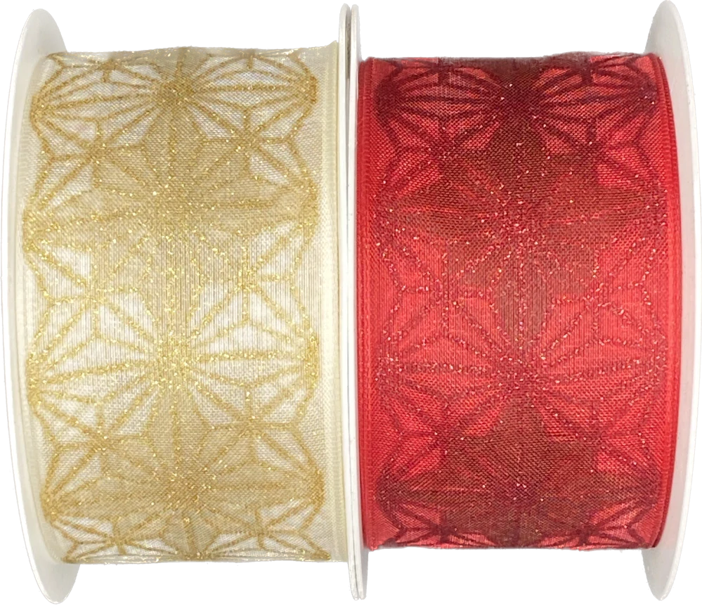 Vánoční stuha taftová Organdy Gala Premium – Scarlet Sparklečervená 40mm x 2m (16,- Kč/m) Premium