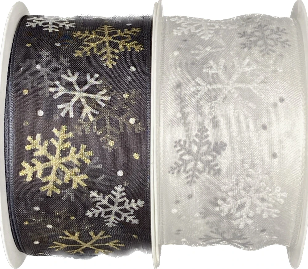 Stuha vánoční ICE STAR GOLD krémová 40mm x 3m (13,-Kč/m)