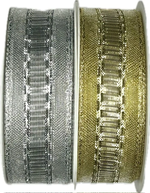 Stuha stříbrná GLITZERFEE SILVER lurexová 25mm x 2m (12,-Kč/m)