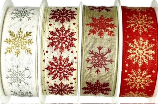 Stuha vánoční SNOWPEARL WHITE bílá 25mm x 2m (12,-Kč/m)