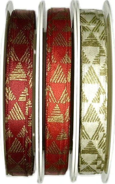 Vánoční saténová stuha TRIANGEL RED červená 10mm x 20m (5,50Kč/m)