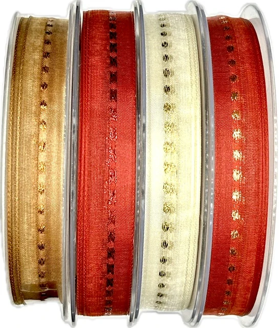 Vánoční stuha GALAXY CREAM krémová 15mm x 20m (8,-Kč/m)